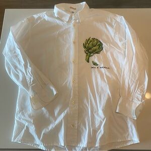 Artichoke embroidered button down shirt